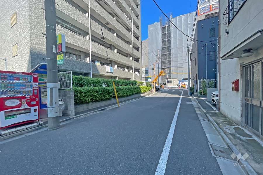 敷地の南側前面道路（西側から）