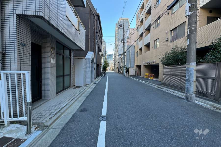 敷地の北側前面道路（西側から）