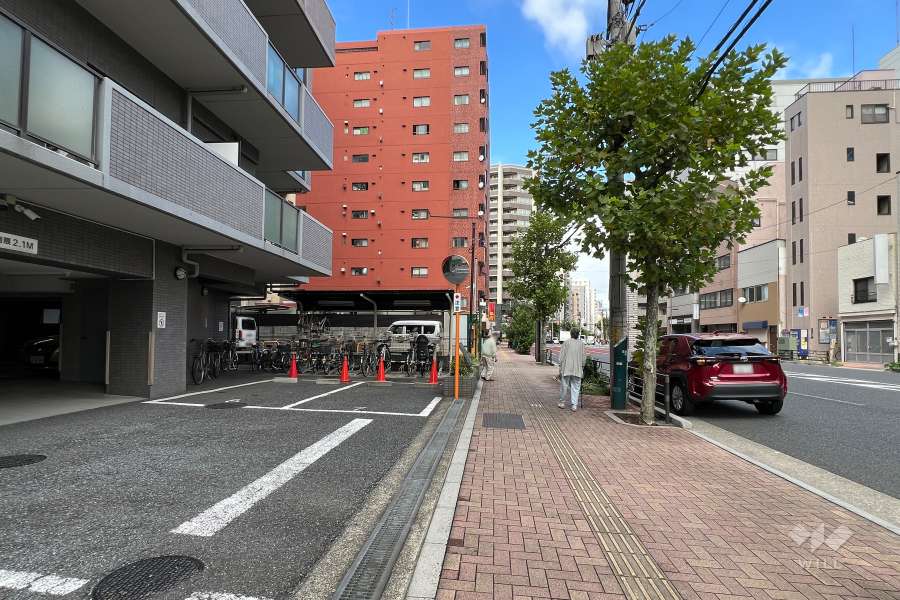 敷地の南東側前面道路（南西側から）