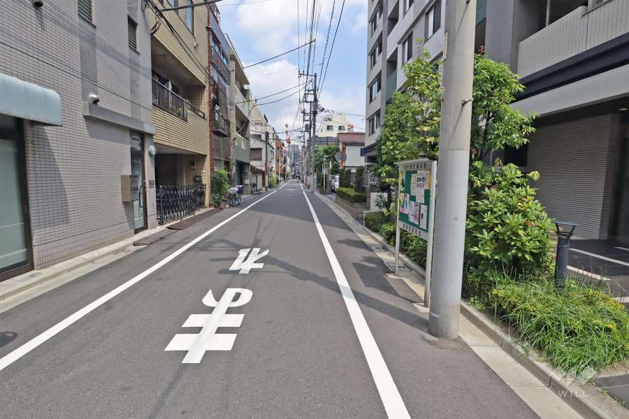 敷地西側の前面道路（南側から）