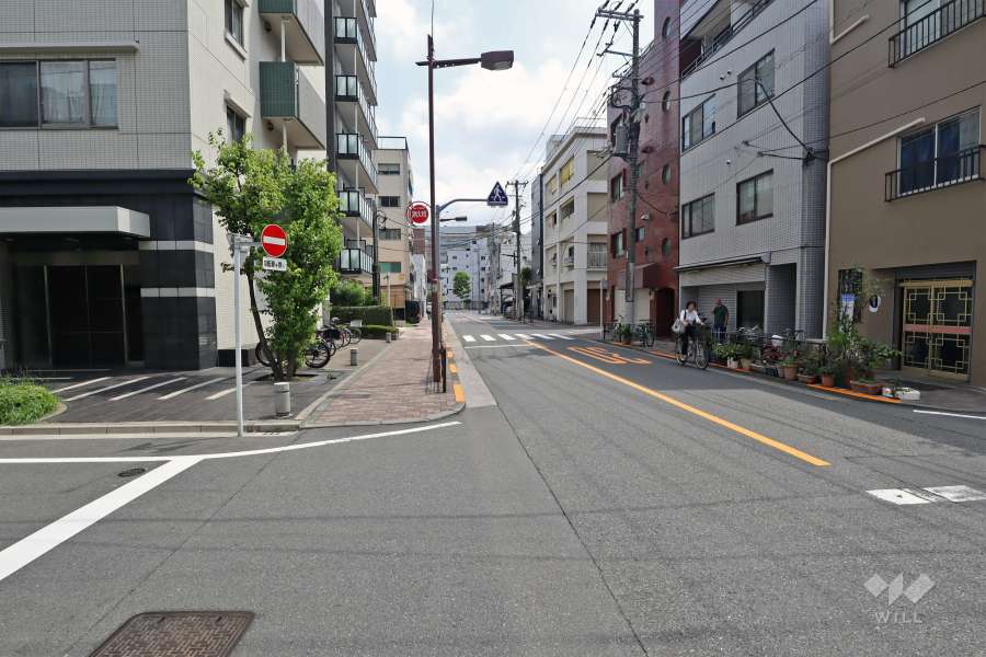 敷地南側の前面道路（西側から）