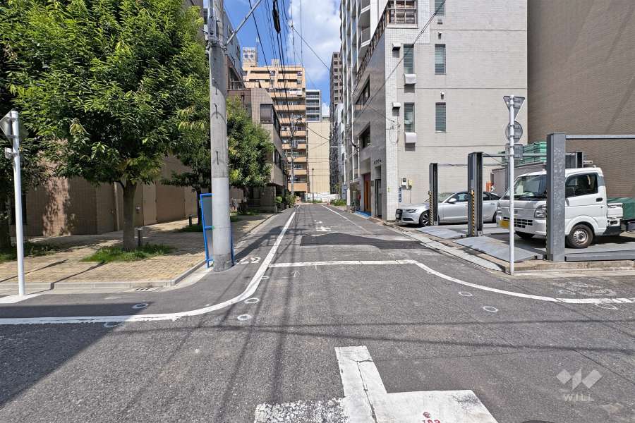 敷地東側の前面道路（南側から）