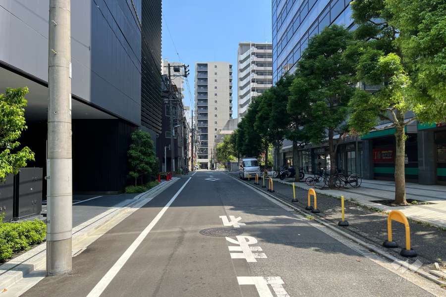 敷地の南側前面道路（東側から）