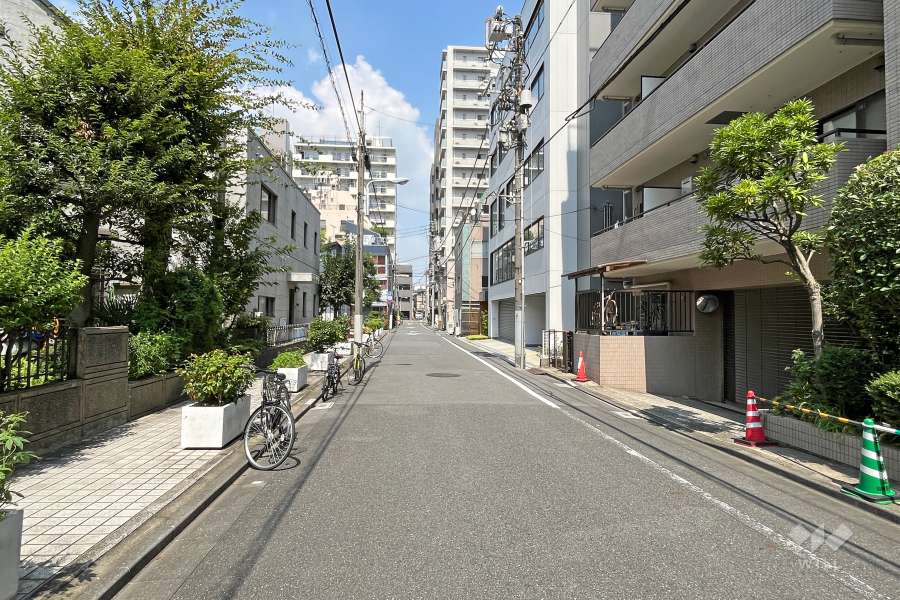 敷地西側の前面道路（南側から）