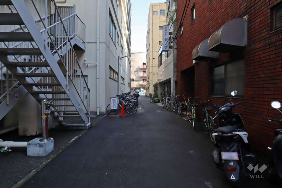 敷地南側の前面道路（西側から）