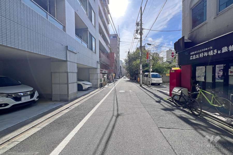 敷地北西側の前面道路（北東側から）