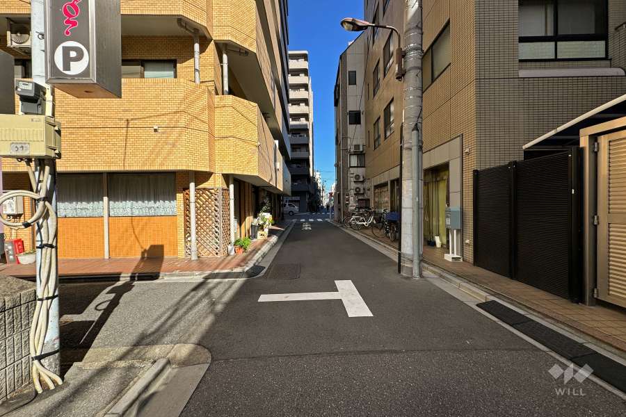 敷地西側の前面道路（南側から）