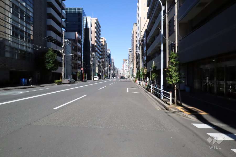 敷地西側の前面道路(南側から)