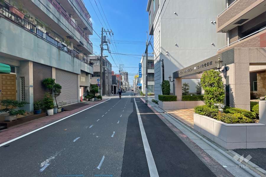 敷地西側の前面道路（南側から）