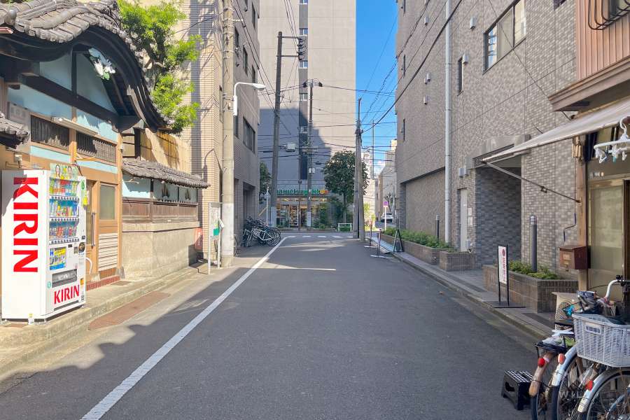 敷地北側の前面道路（西側から）