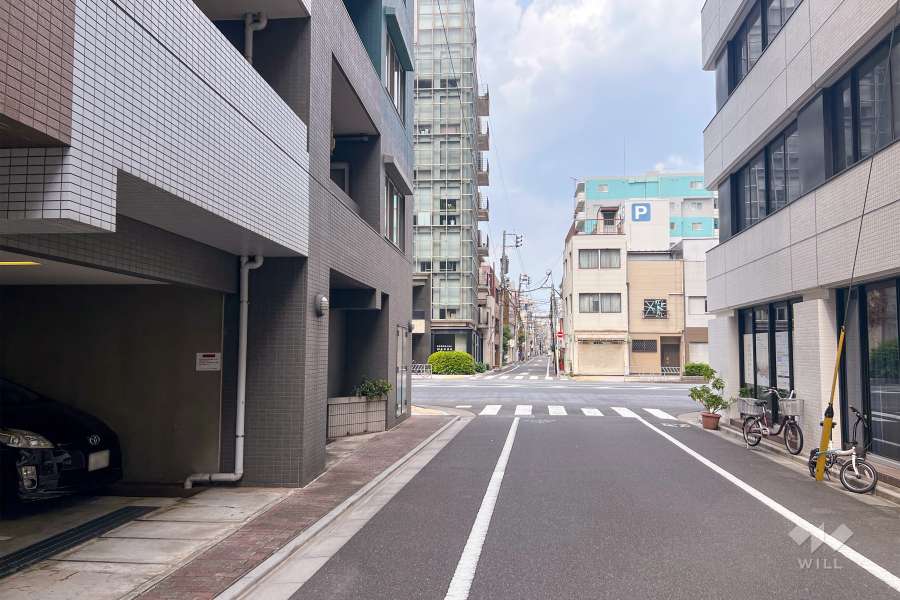 敷地東側の前面道路（南側から）