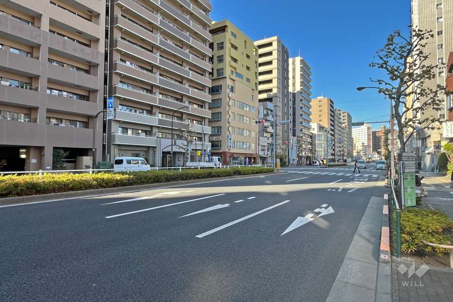 敷地東側の前面道路（南側から）