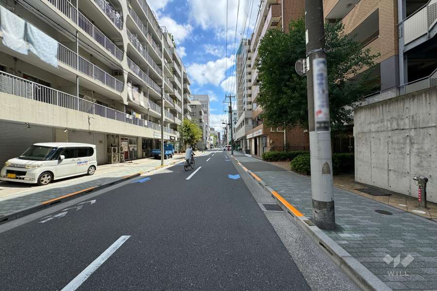 敷地北側の前面道路（西側から）