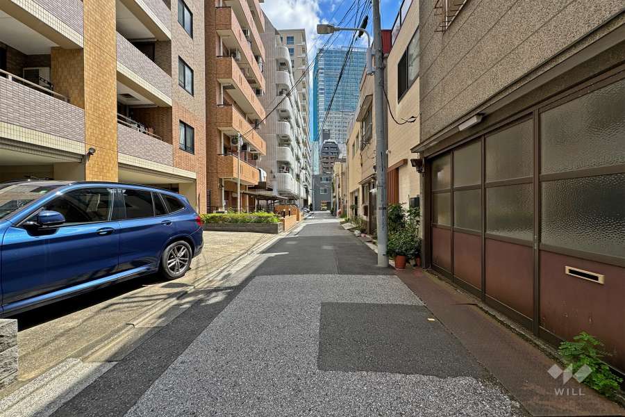 敷地南側の前面道路（西側から）