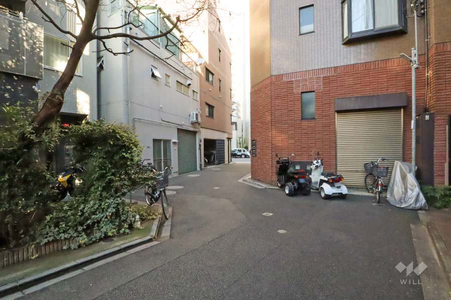 敷地南側の前面道路(西側から)