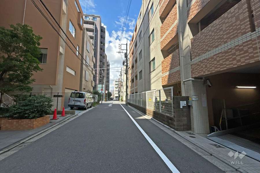 敷地の南側前面道路（東側から）