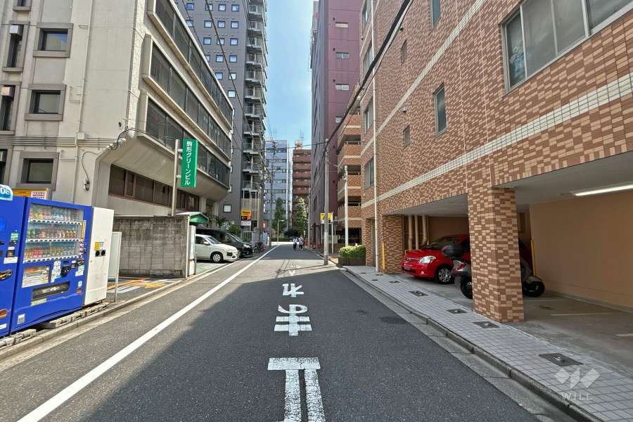 敷地の北側前面道路（西側から）