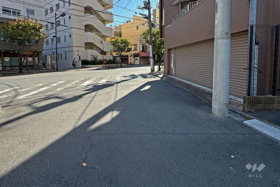 敷地の北東側前面道路（北西側から）