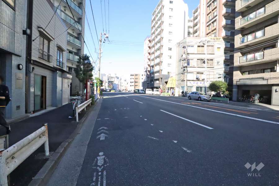 敷地北東側の前面道路（南東側から）