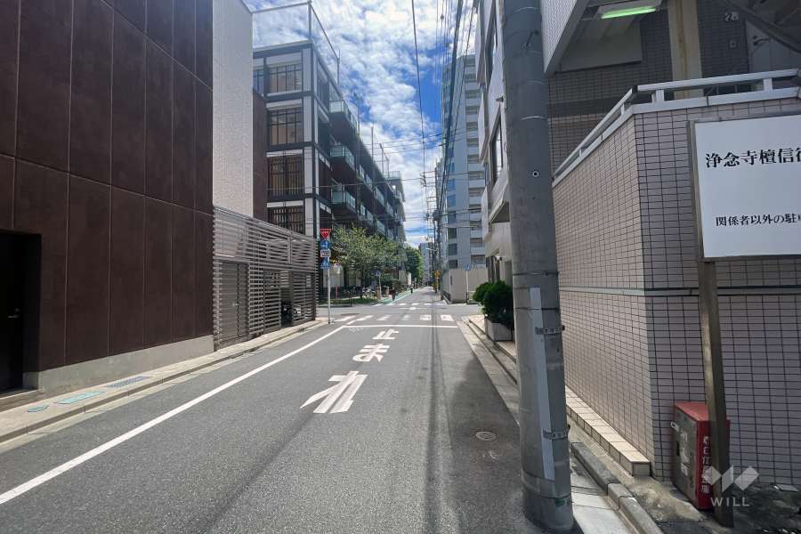 敷地の西側前面道路（北側から）