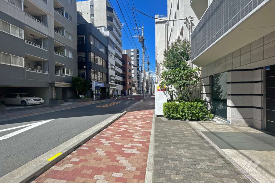 敷地西側の前面道路（南側から）