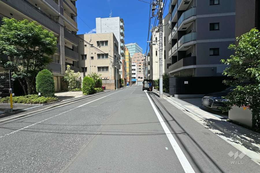 敷地東側の前面道路（南側から）