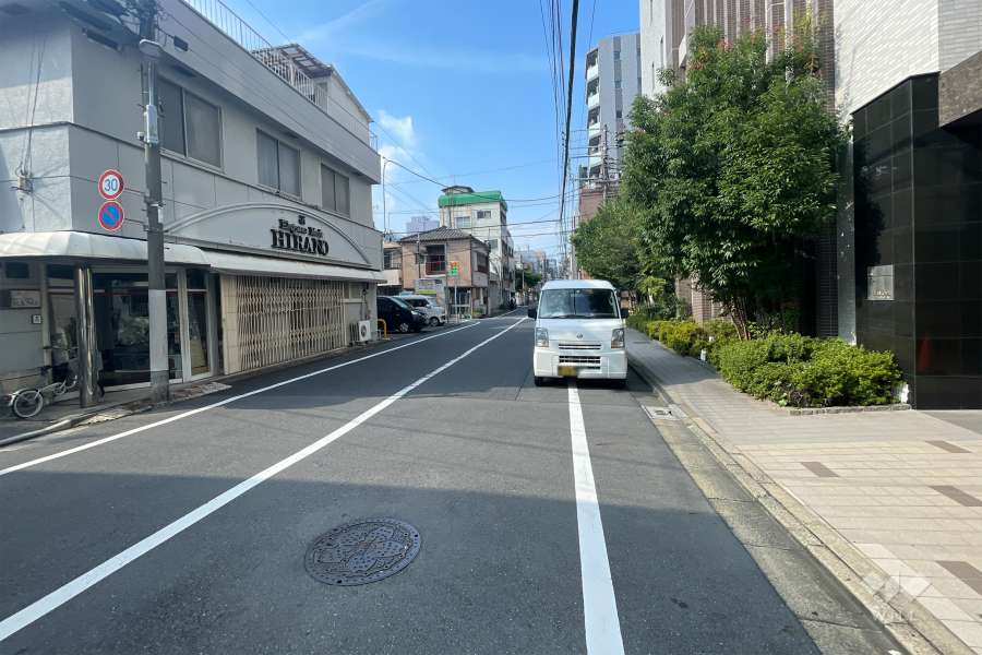 敷地の西側前面道路（南側から）