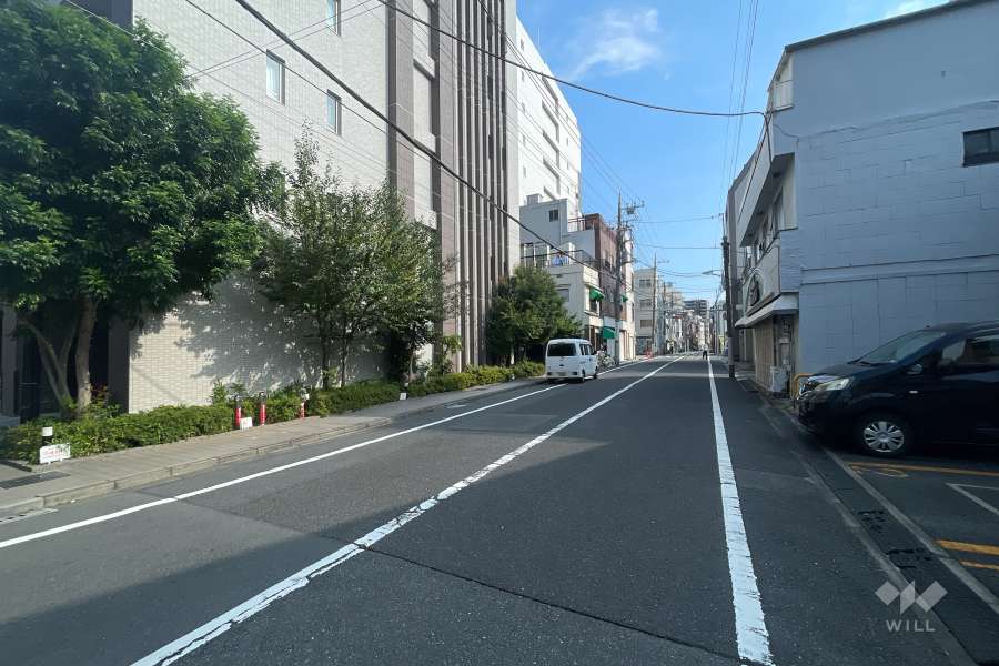 敷地の西側前面道路（北側から）