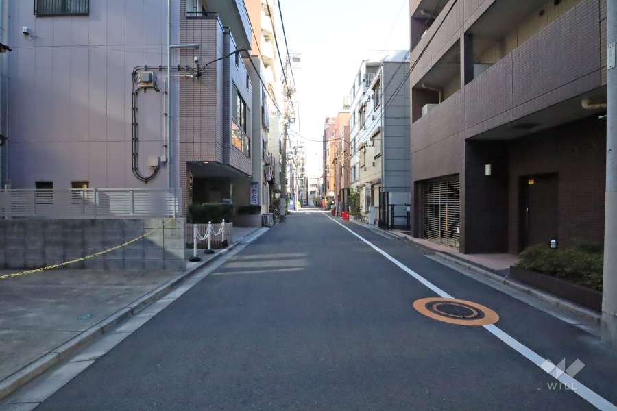 敷地北側の前面道路（西側から）