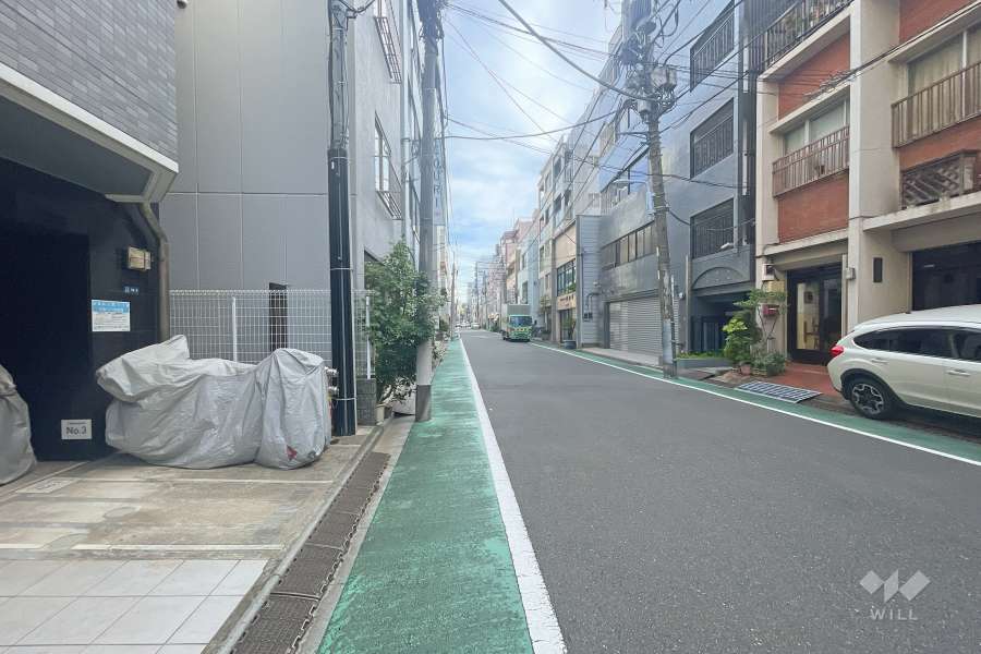 敷地の西側前面道路（北側から）