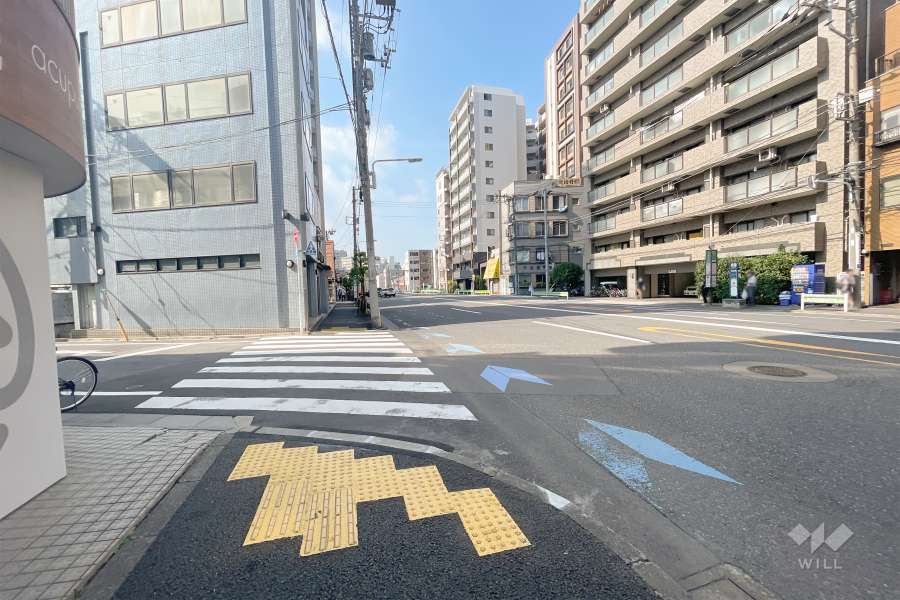 敷地北東側の前面道路（南東側から）
