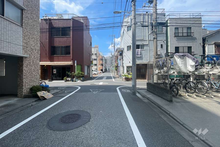 敷地の南側前面道路（東側から）