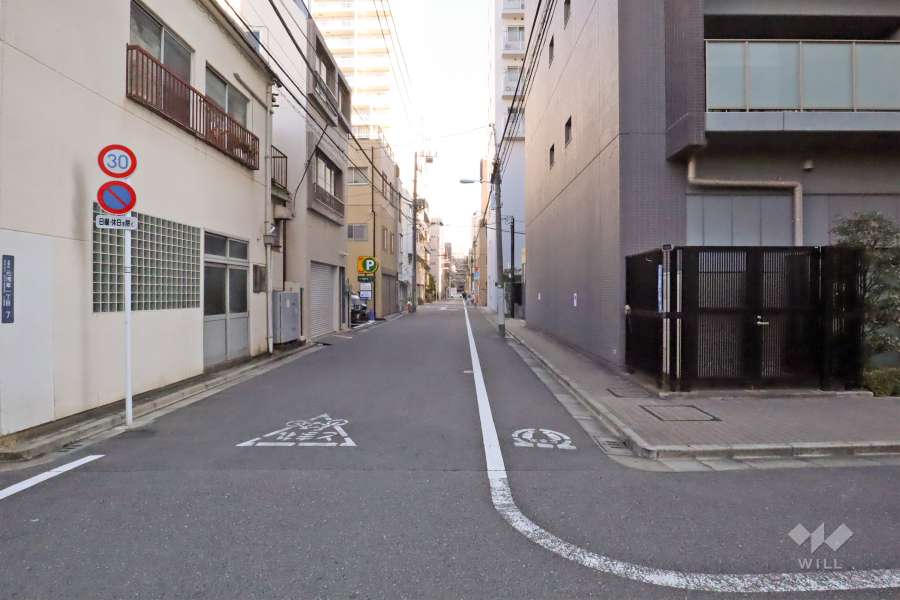 敷地北側の前面道路(西側から)