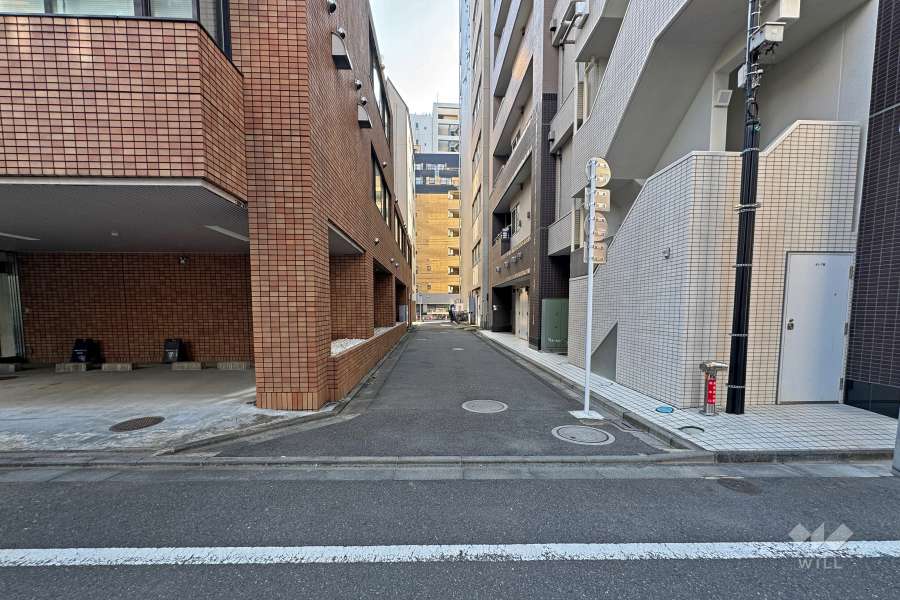敷地の東側前面道路（北側から）