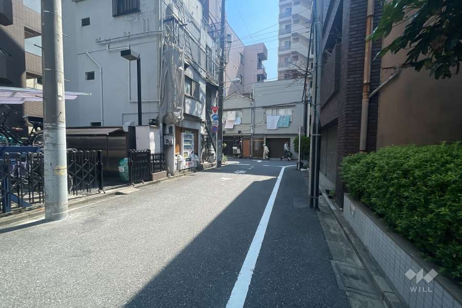 敷地の東側前面道路（北側から）