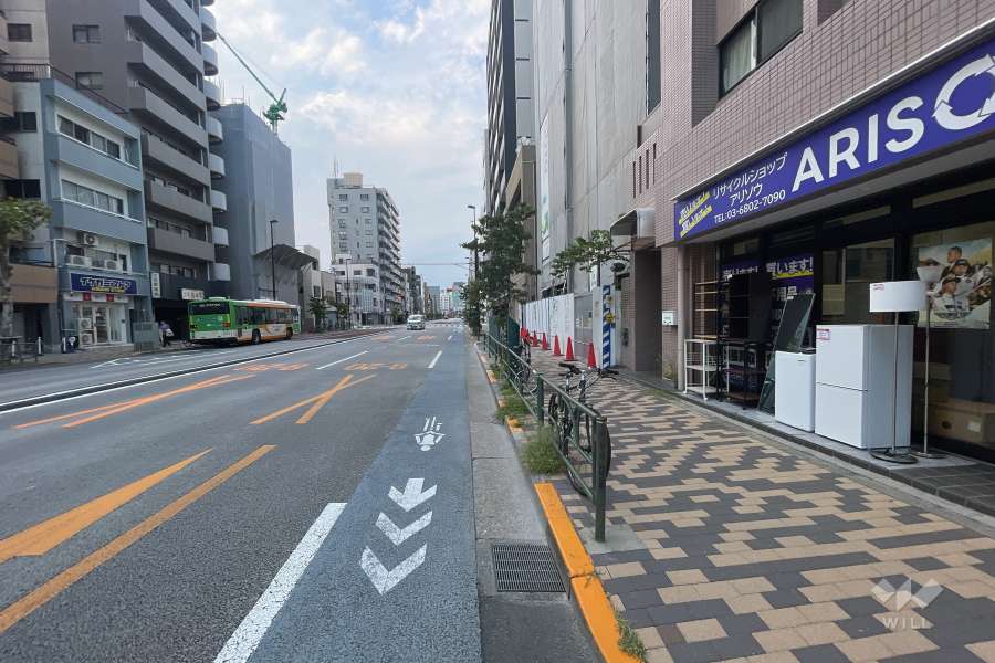 敷地の西側前面道路（南側から）