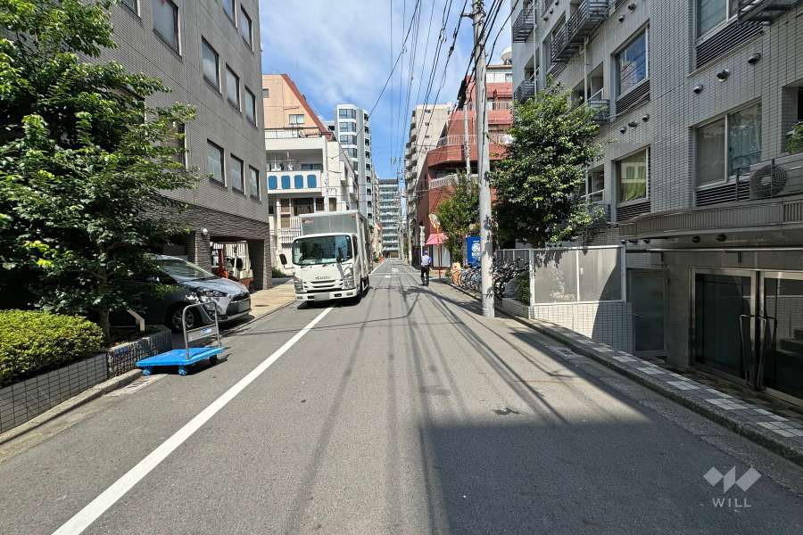 敷地西側の前面道路（南側から）