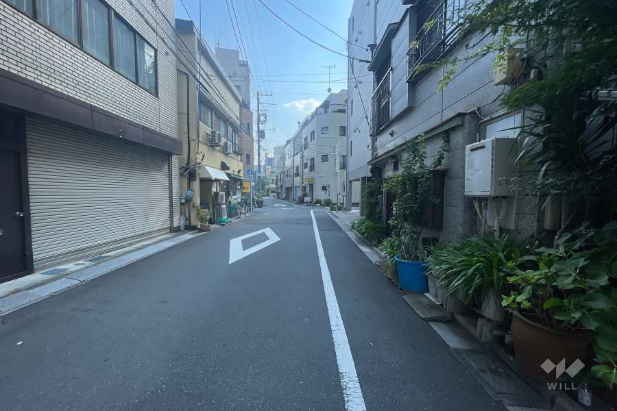 敷地の北側前面道路（西側から）