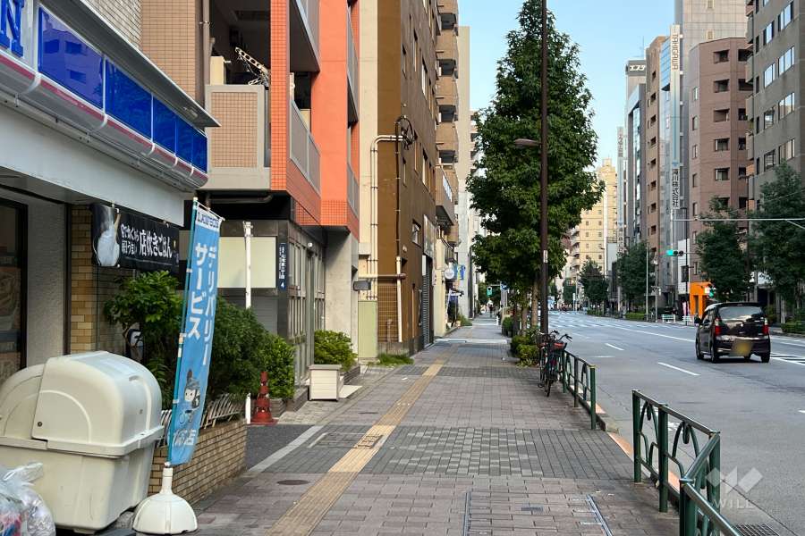 敷地南側の前面道路（西側から）