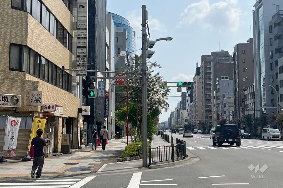 敷地南側の前面道路（西側から）