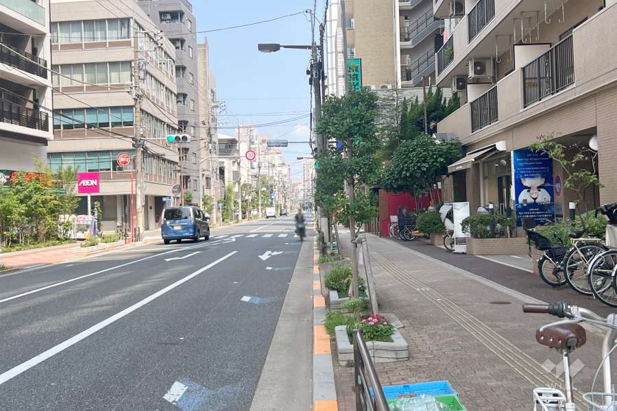 敷地西側の前面道路（南側から）