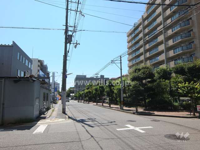敷地東側の前面道路（北側から）