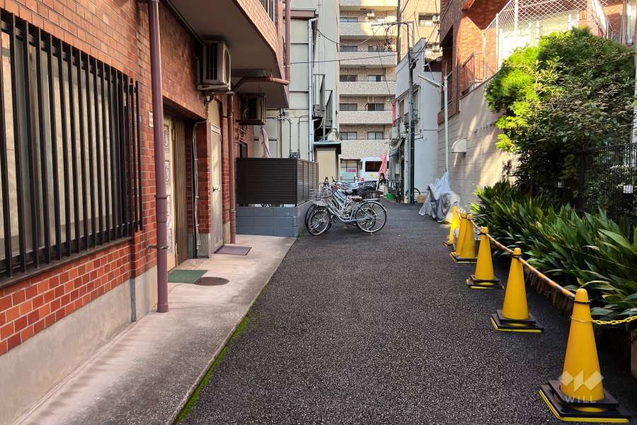 敷地の南東側前面道路（南西側から）