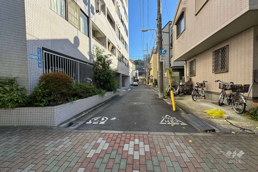 敷地南側の前面道路（西側から）