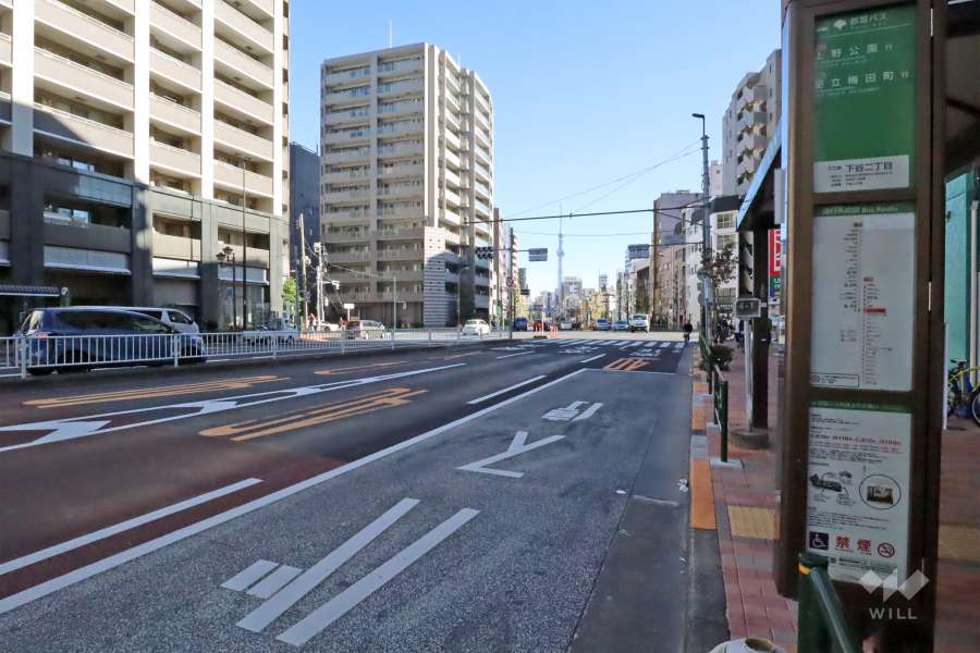 敷地北東側の前面道路は言間通りです(北西側)。