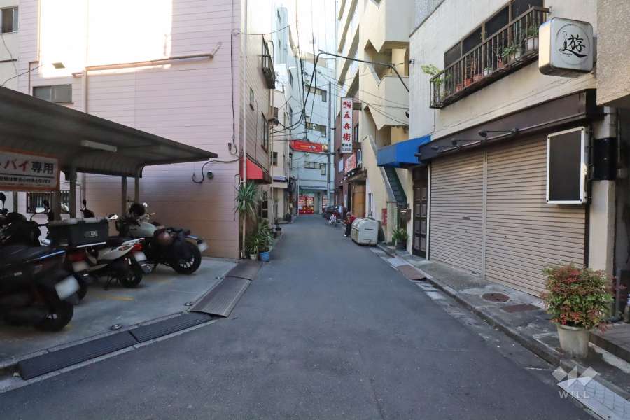 敷地西側の前面道路（南側から）