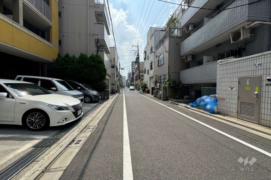 敷地の北東側前面道路（北西側から）