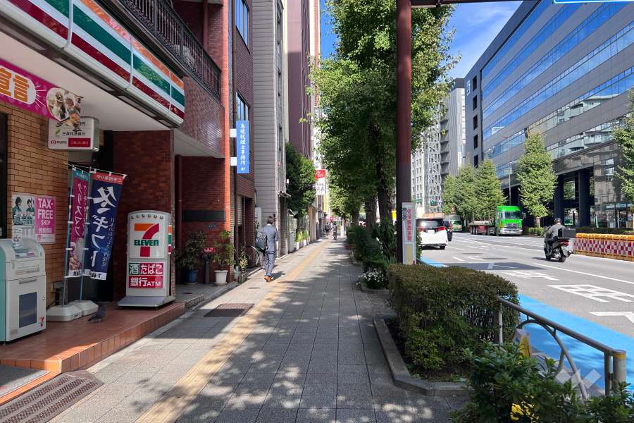 敷地の南東側前面道路（南西側から）