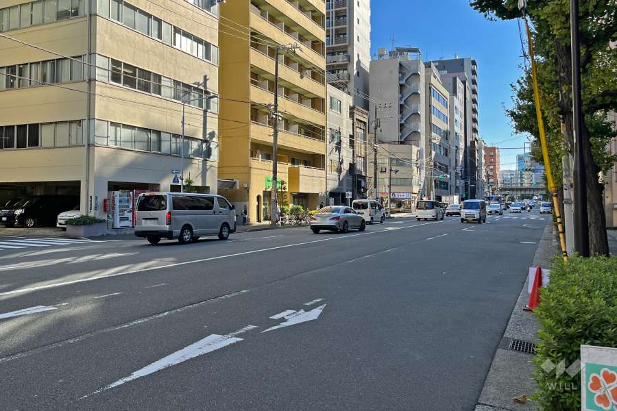 敷地西側の前面道路（北側から）