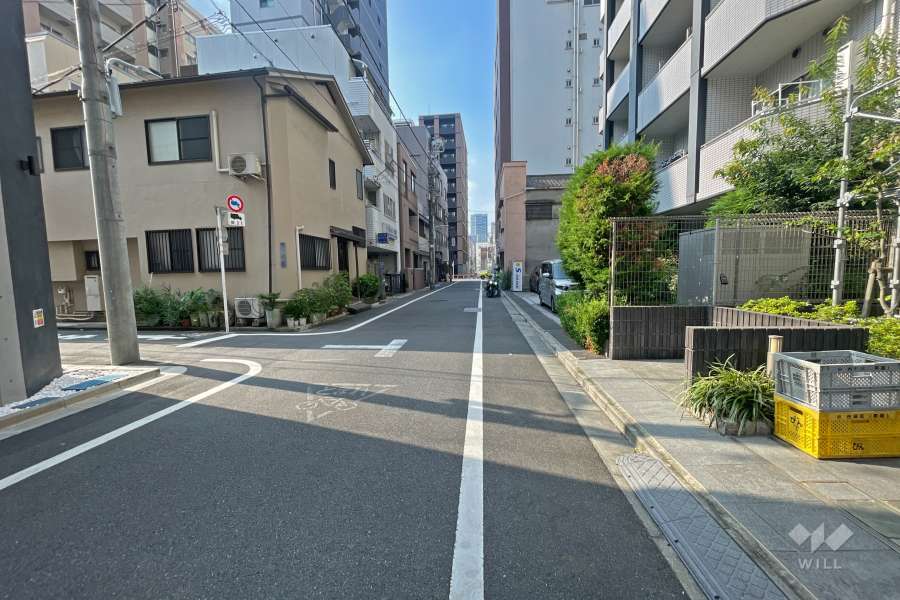 敷地東側の前面道路（北側から）